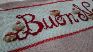 Particolare strofinaccio Natale con dolcetti