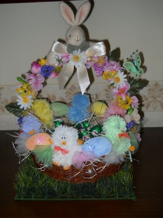 cesto pasquale con pulcini di lana 2