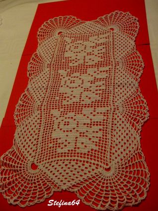 Centino rettangolare con rose e ventagli