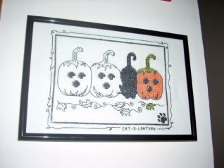 Quadro gatto nero e zucche