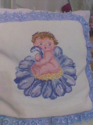 cuscino fiore azzurro