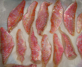 Filetti di triglia con semi di papavero e bruschette pomodoro, origano e aglio senza glutine