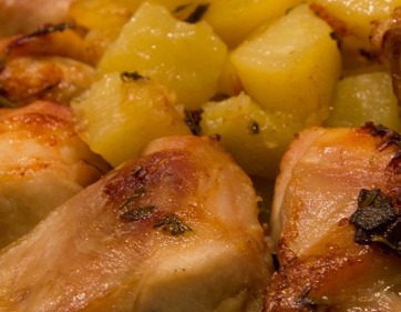 Coniglio al forno con carciofi