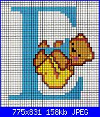 Alfabeti animali * ( Vedi ALFABETI ) - schemi e link-lfa-orsetti-vestiti-giallo-e-jpg