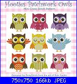 Gufi e Civette - schemi e link-pinoystitch-hooties-patchwork-owls-jpg