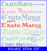 Scritta * E' nato Marco* fiocco nascita-nato-marco2-gif