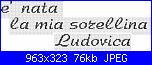 Scritta "è nata la mia sorellina Ludovica"  per coccarda nascita-pic2158-jpg