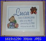 Ricami eseguiti utilizzando le scritte preparate da Dolce-quadretto-nascita-luca-jpg