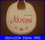 I ricami realizzati con le scritte di sharon-bavaglino-noemi-con-fiorellini-jpg