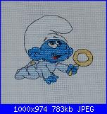 Ladysunflower: i miei lavori-22-teline-maglia-del-cuore-baby-puffo-jpg