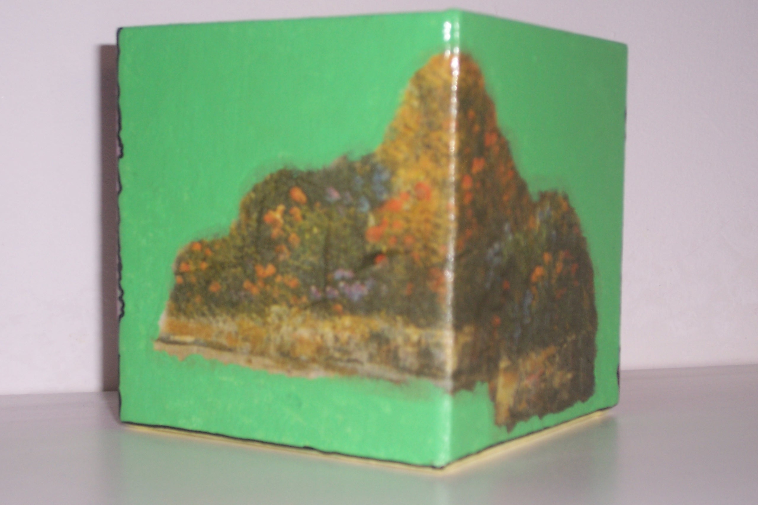 Scatolina decorata in decoupage - lato verde