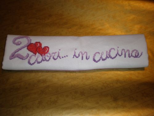Canovaccio "2 cuori in cucina" arrotolato