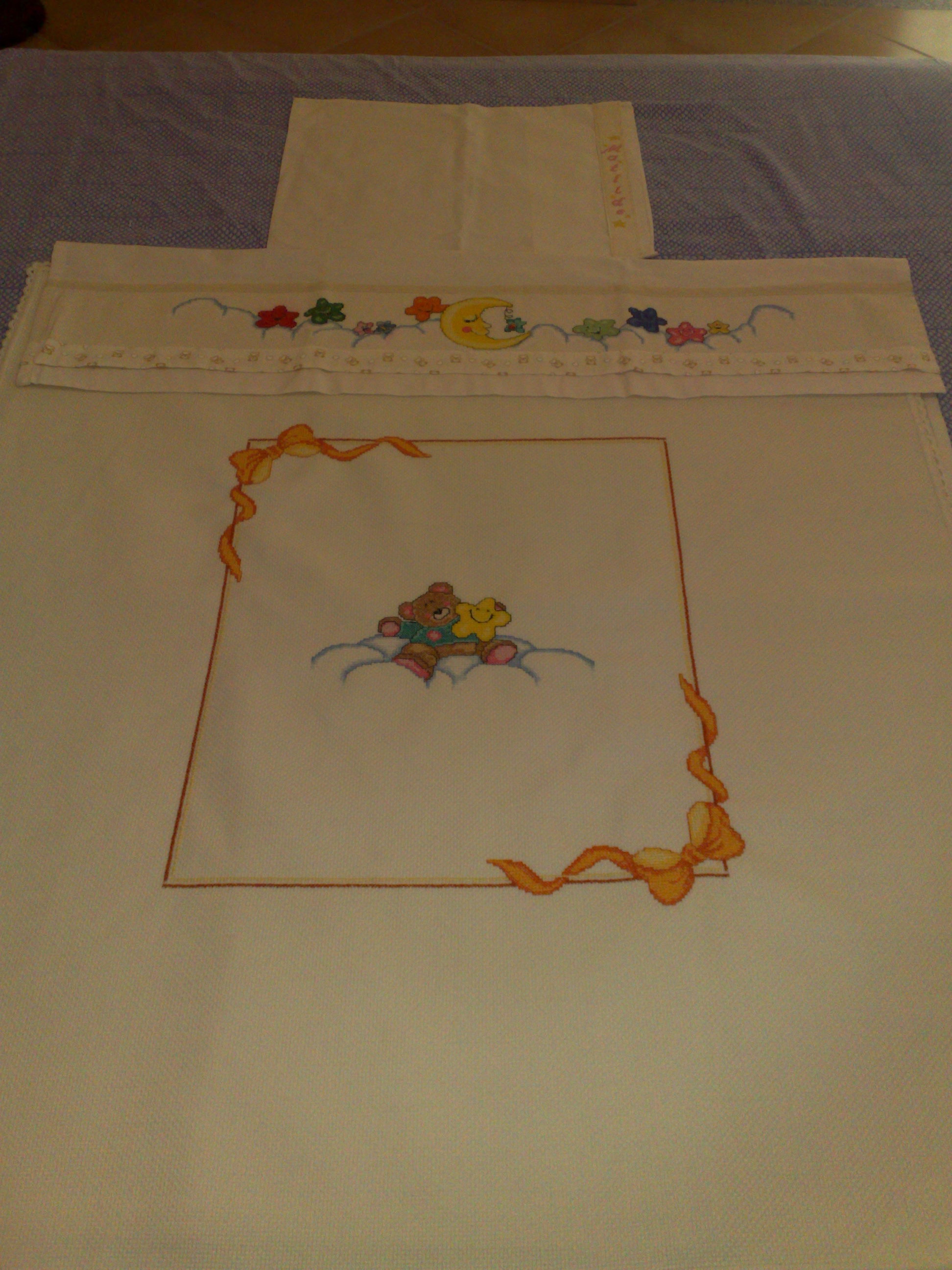 completo punto croce, motivo luna stelle