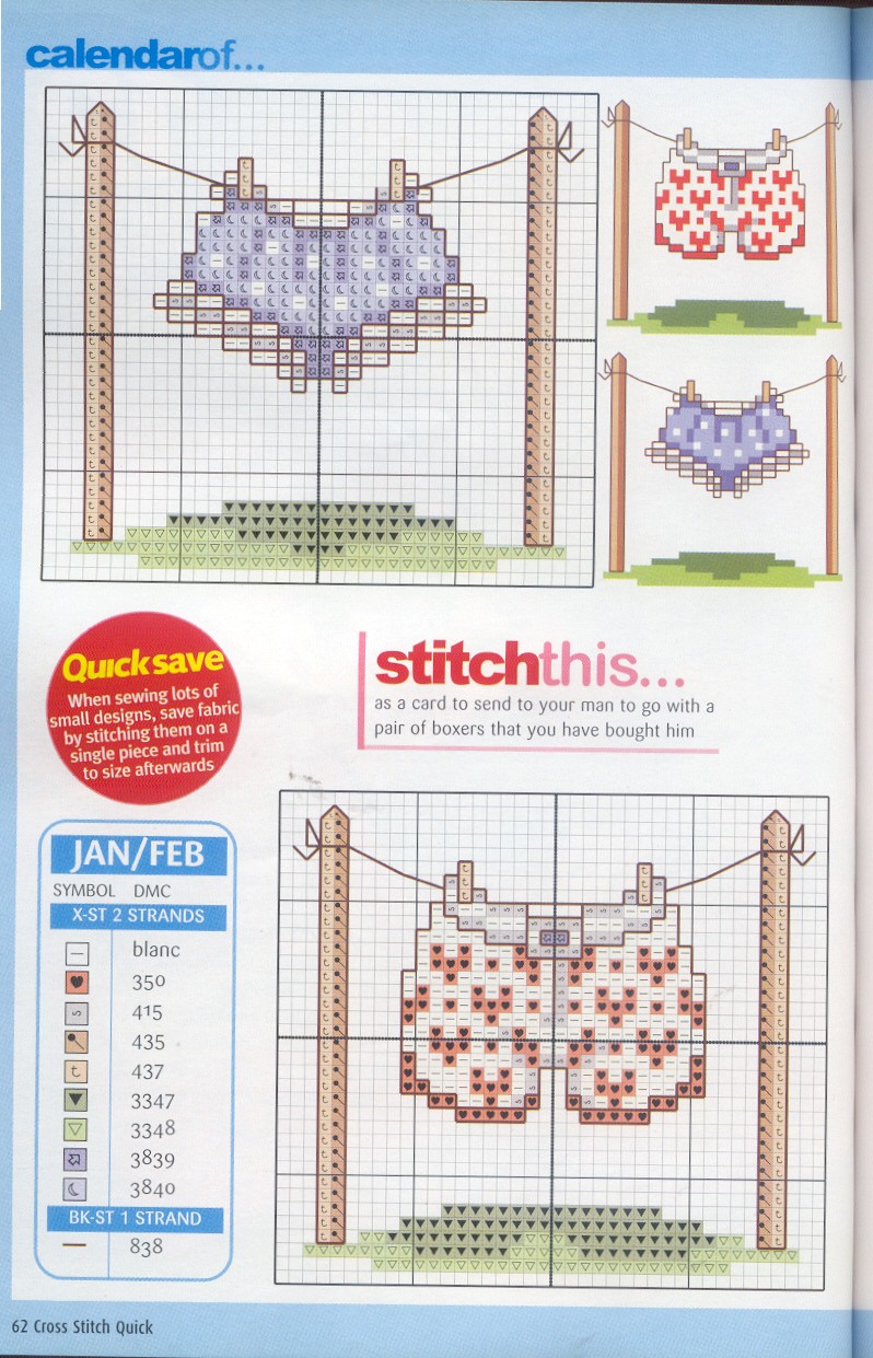 Schema punto croce Indumenti Intimi 06