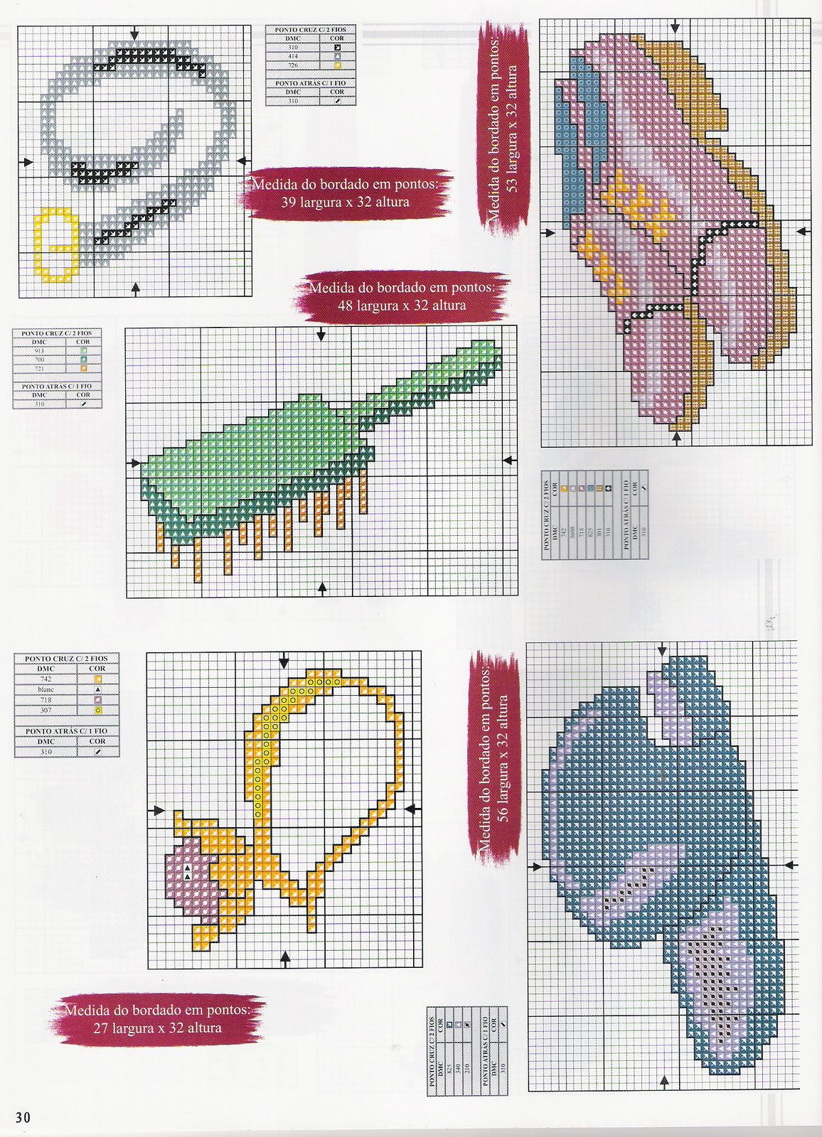 Schema punto croce Spazzola Orecchino Cintura