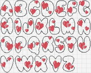 Schema alfabeto Cuori rossi