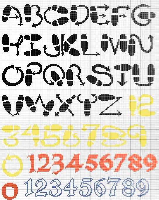 Schema punto croce Alfabeti strani