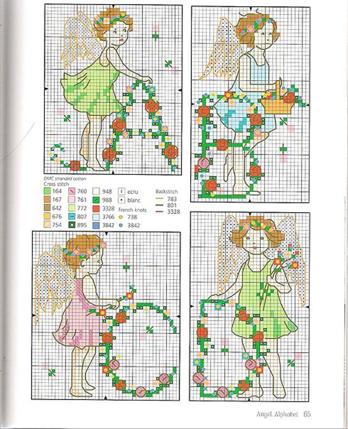 Schema punto croce Alfabeto angioletto 1