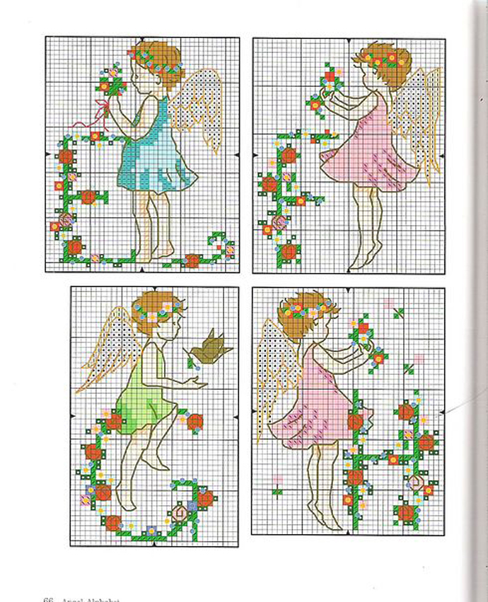 Schema punto croce Alfabeto angioletto 5