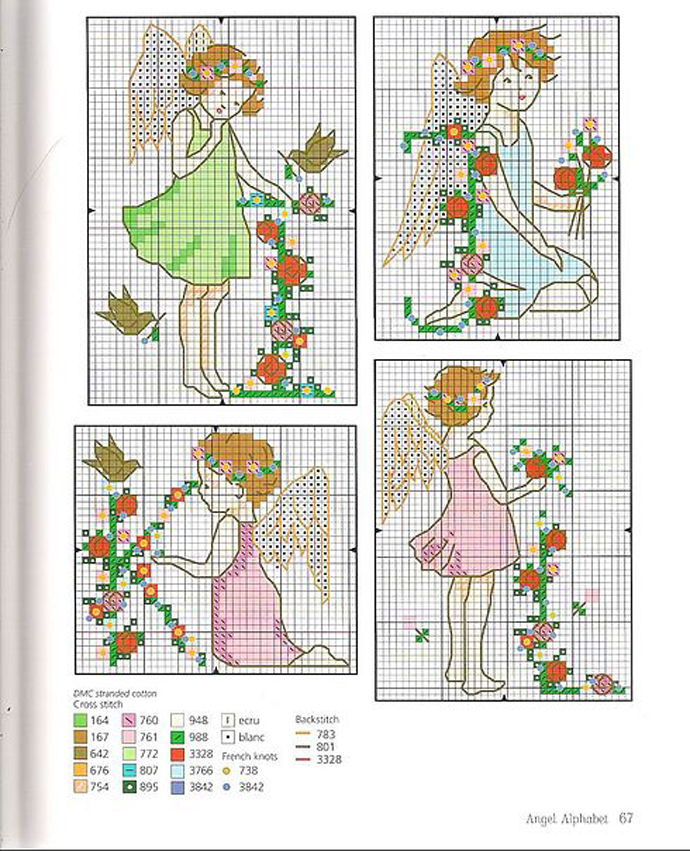 Schema punto croce Alfabeto angioletto 6