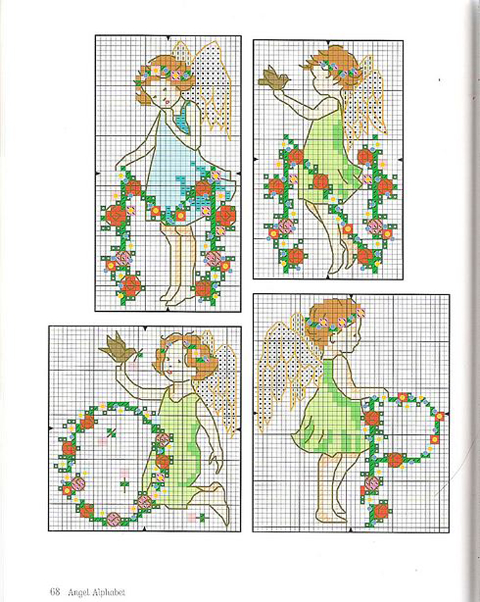 Schema punto croce Alfabeto angioletto 7