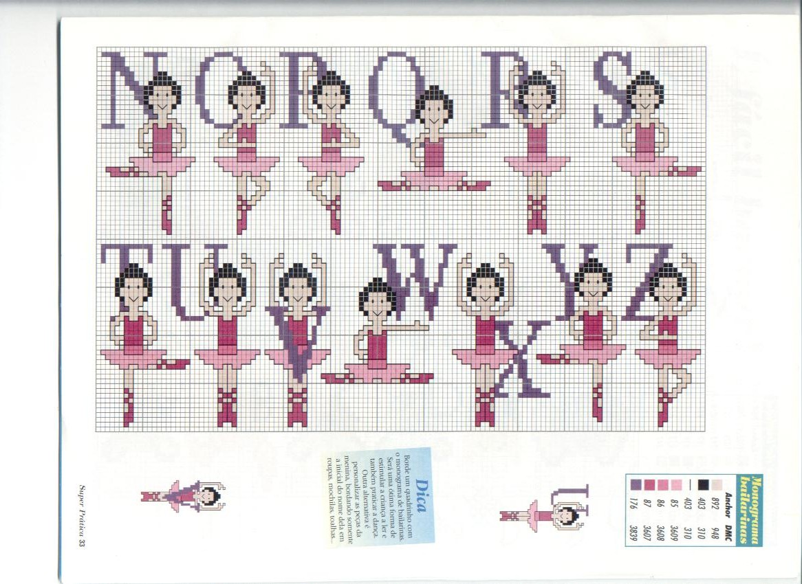 Schema punto croce Alfabeto ballerina 2