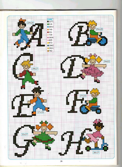 Schema punto croce Alfabeto bambini 1
