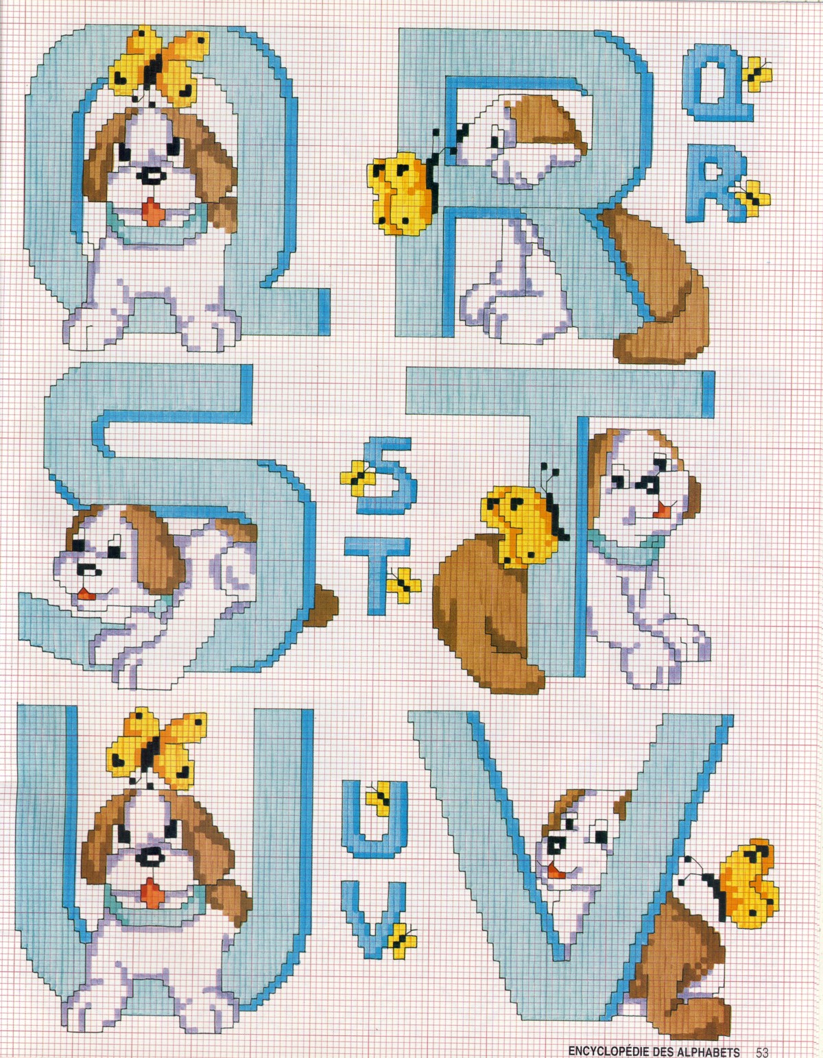 Schema punto croce Alfabeto cane 4