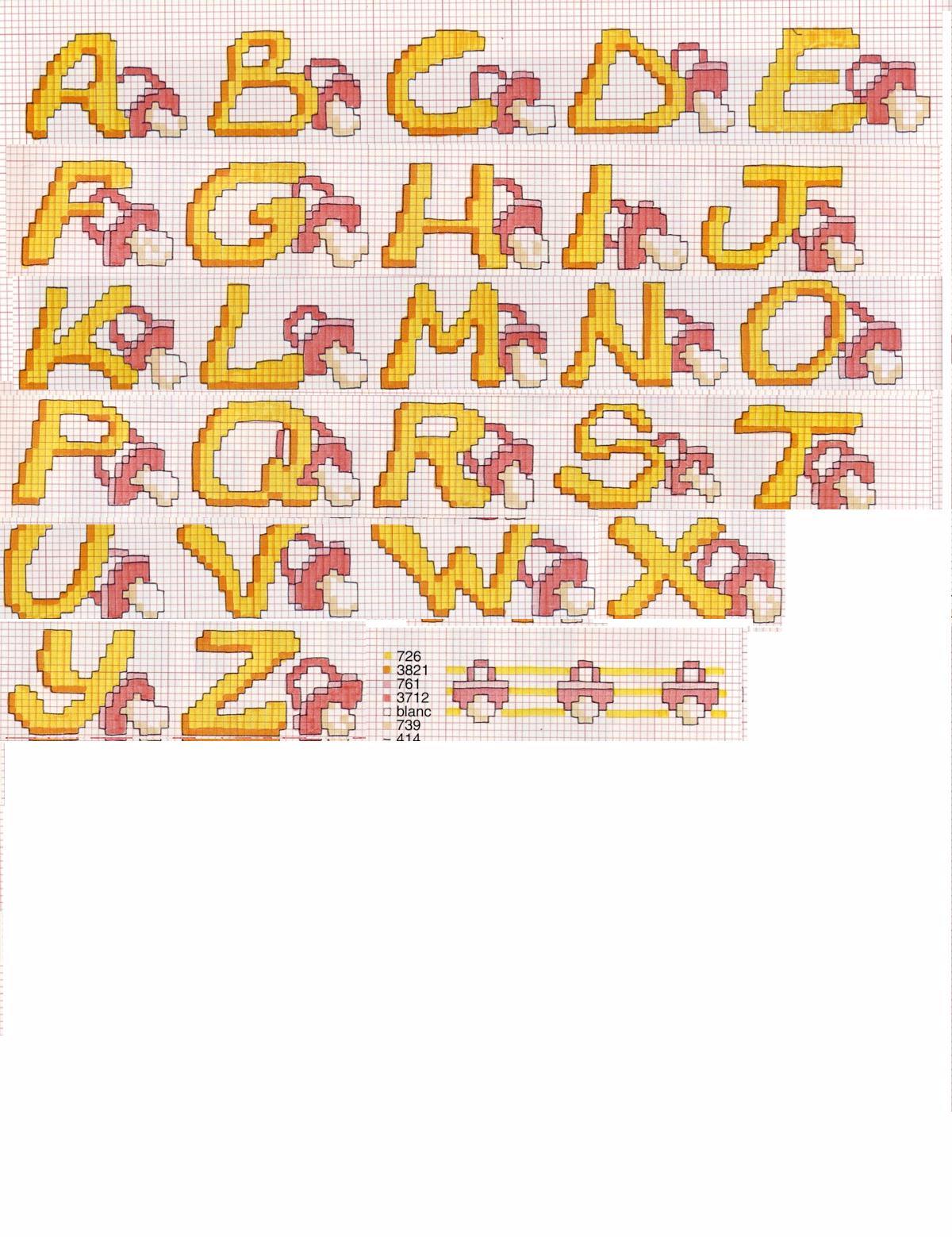 Schema punto croce Alfabeto ciuccio