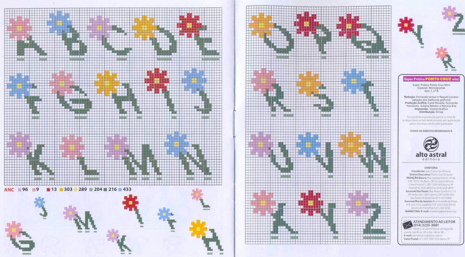 Schema punto croce Alfabeto fiorellino