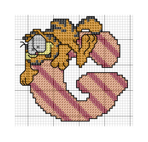 Schema punto croce Alfabeto garfield g