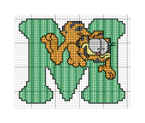 Schema punto croce Alfabeto garfield m