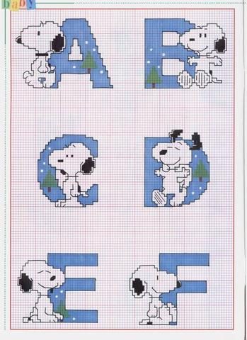 Schema punto croce Alfabeto linus 1