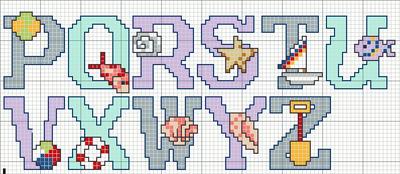 Schema punto croce Alfabeto marina 2