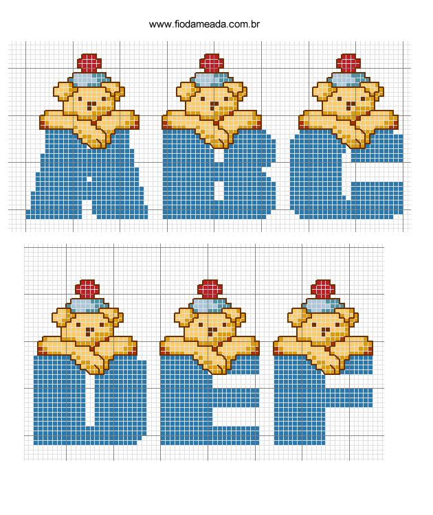 Schema punto croce Alfabeto marinaio 1