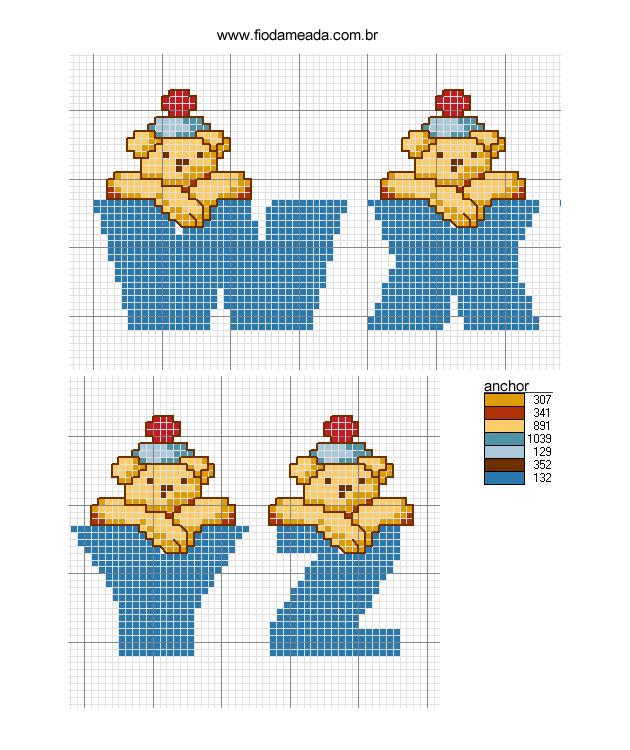Schema punto croce Alfabeto marinaio 5