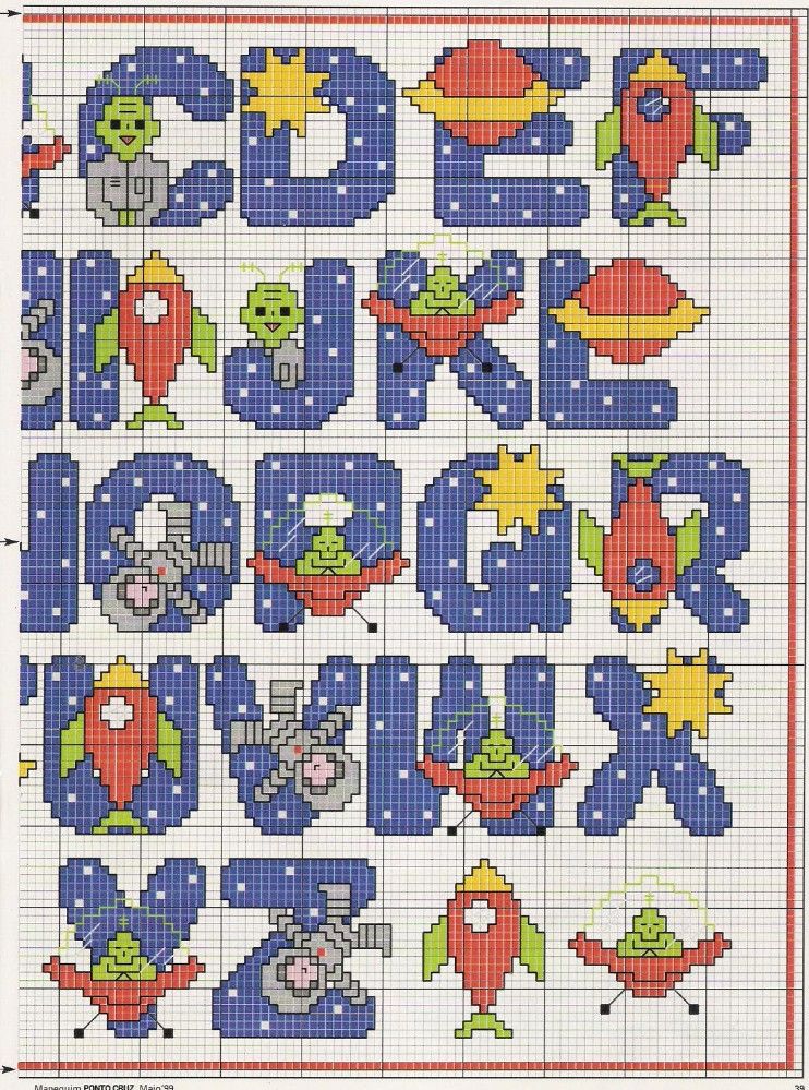 Schema punto croce Alfabeto marziani 1