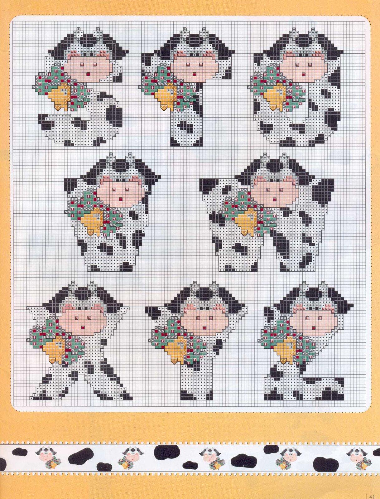 Schema punto croce Alfabeto mucchine 3