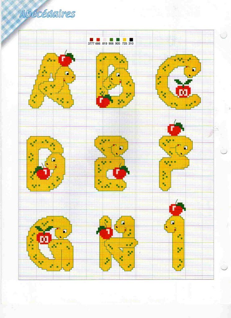 Schema punto croce Alfabeto verme 1