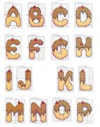 Schema punto croce alfabeto cioccolato 1
