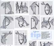 Schema punto croce alfabeto delfini 2