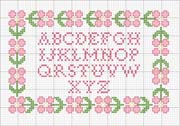 Schema punto croce alfabeto fiori mini