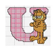 Schema punto croce alfabeto garfield u