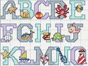 Schema punto croce alfabeto marina 1