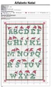 Schema punto croce alfabeto natalizio