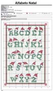Schema punto croce alfabeto natalizio