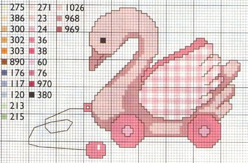 Schema punto croce Cigno Rosa