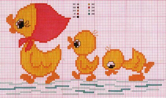 Schema punto croce Papera Foular