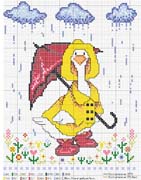 Schema punto croce papera con ombrello