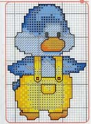 Schema punto croce Papero Blu